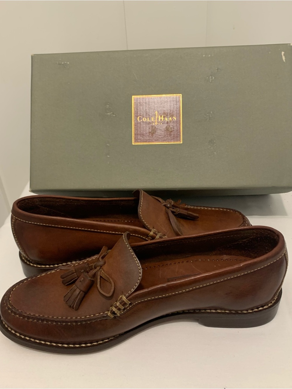 Cole Haan Brown Leather Tassel Loafers - Classic Moc Toe